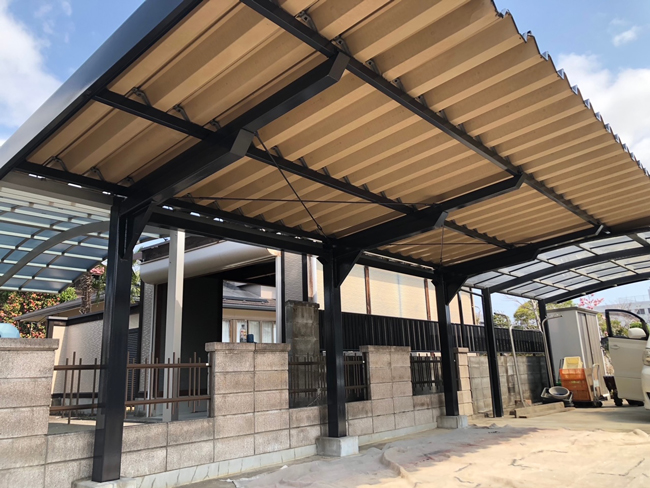 カーポート鉄骨塗装工事